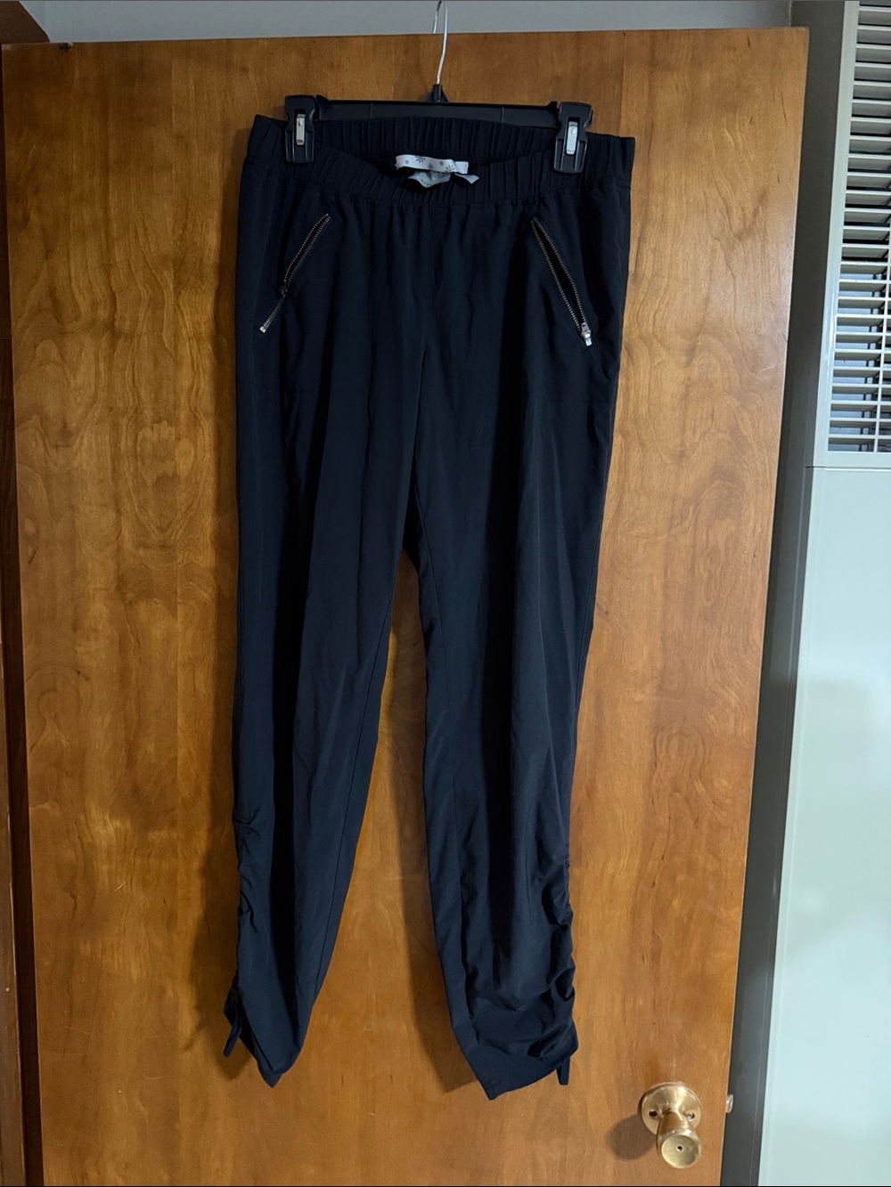 Athleta Black Women's Jogger Pants with Zipped Pockets and Ruched Cuffs